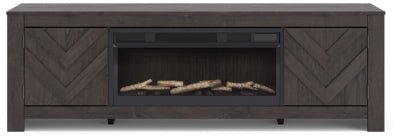 Cayboni 71" TV Stand with Electric Fireplace - Black Fireplace TV Stand modern furniture Contempo Furniture
