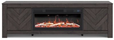 Cayboni 71" TV Stand with Electric Fireplace - Black Fireplace TV Stand modern furniture Contempo Furniture
