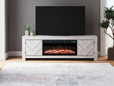 Cayboni 71" TV Stand with Electric Fireplace - White Fireplace TV Stand modern furniture Contempo Furniture
