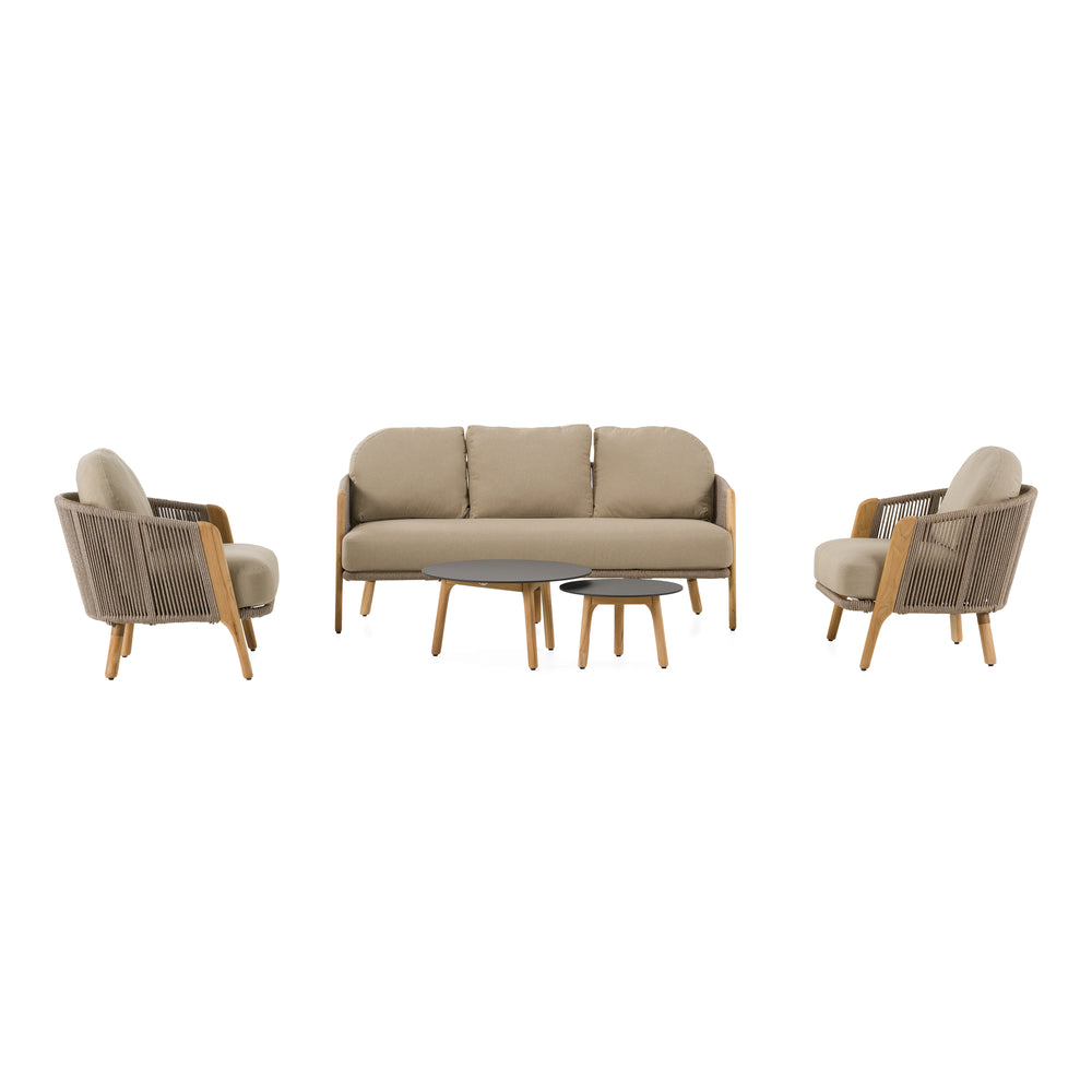 Cayman - Outdoor Beige + Teak Sofa Set