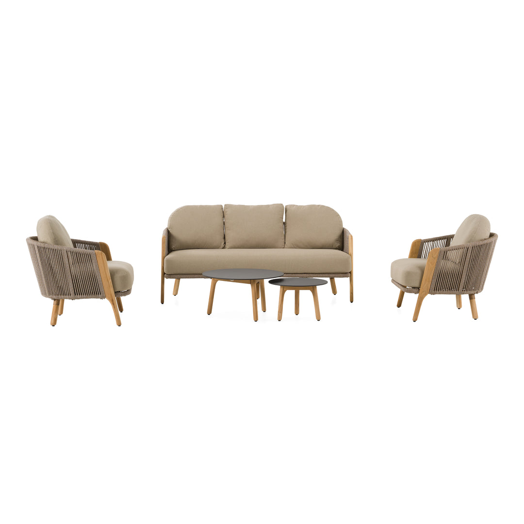 Cayman - Outdoor Beige + Teak Sofa Set