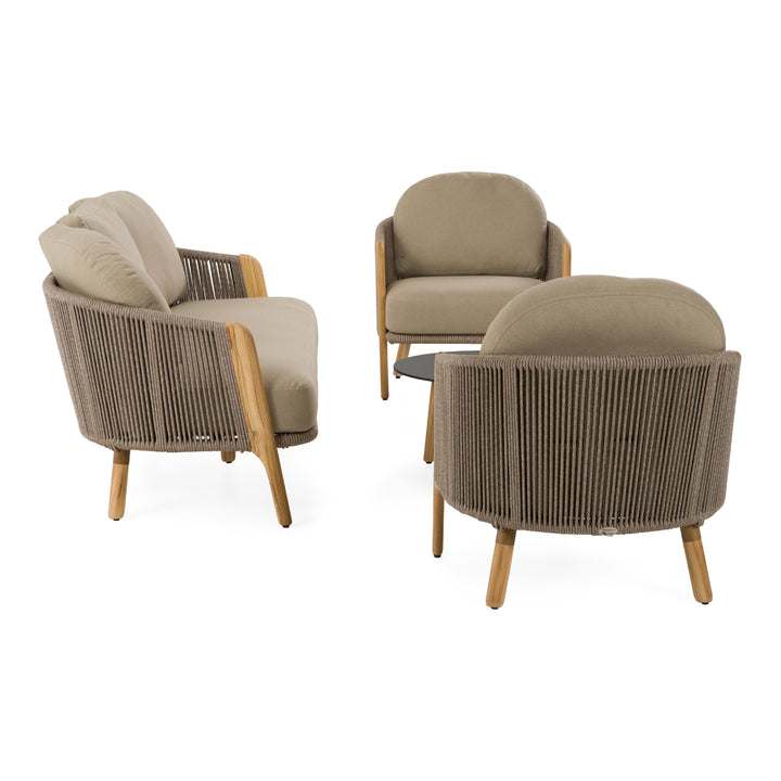 Cayman - Outdoor Beige + Teak Sofa Set