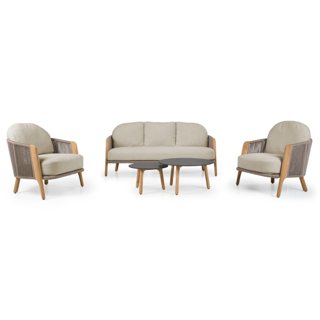 Cayman - Outdoor Beige + Teak Sofa Set