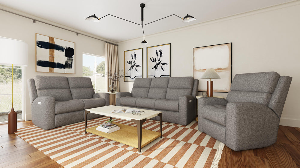 Score Power Reclining Sofa With Power Headrests & Lumbar Dark Gray