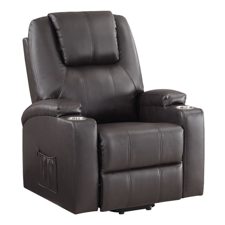 Evander - Recliner With Power Lift & Massage - Brown Leather Aire