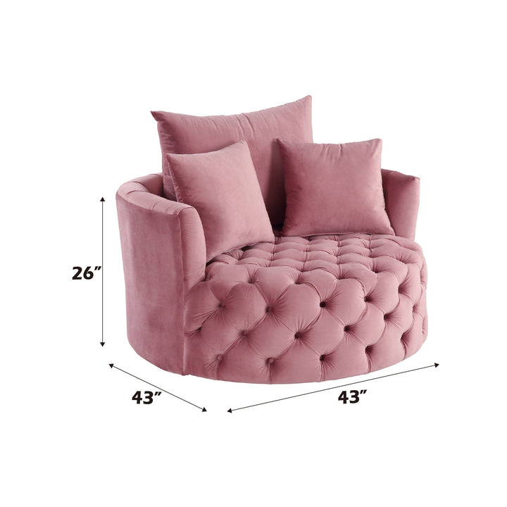 Zunyas - Velvet Accent Chair With Swivel - Pink
