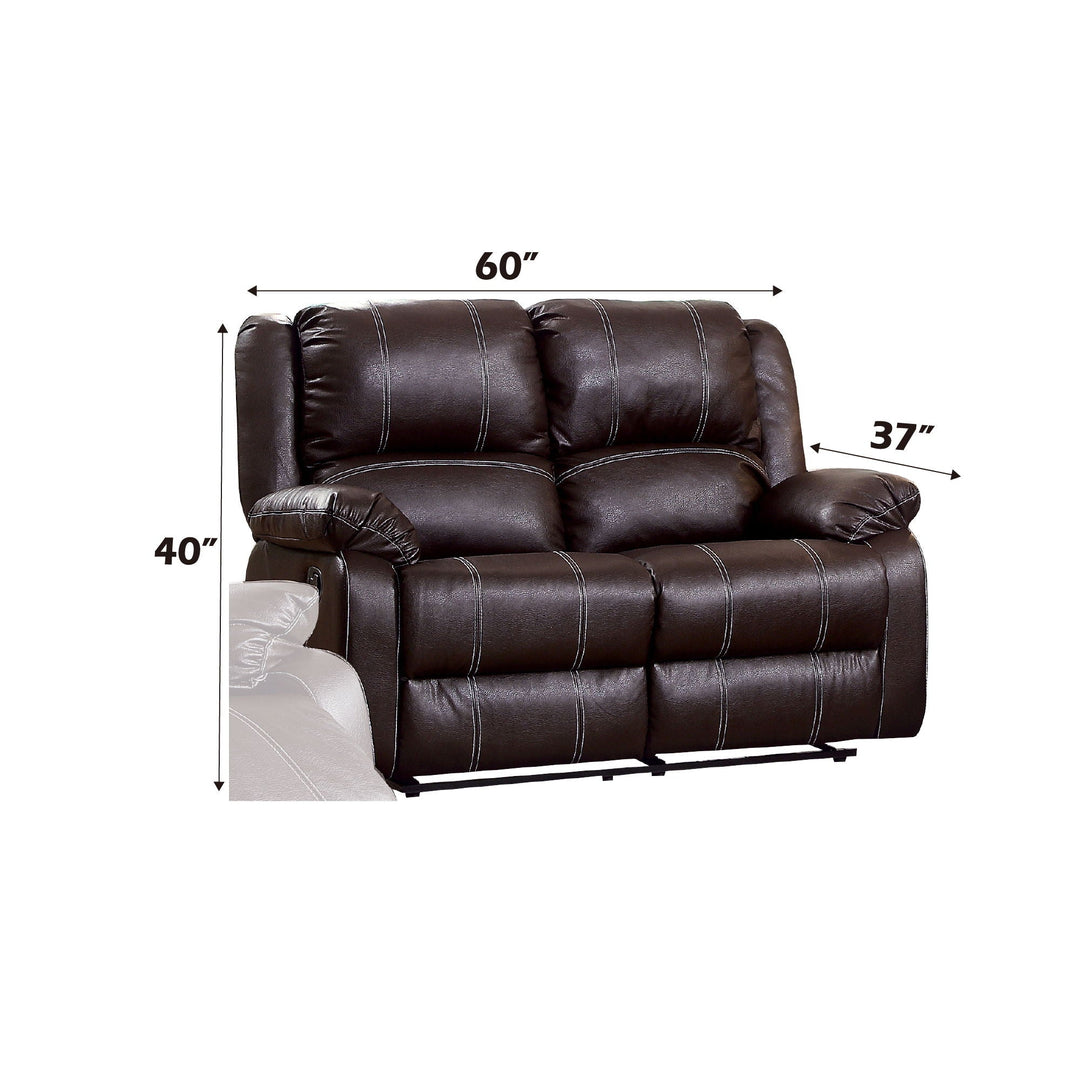 Zuriel - Synthetic Leather 3 Piece Recliner Living Room Set (Sofa Loveseat Chair) - Brown