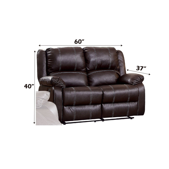 Zuriel - Synthetic Leather 3 Piece Recliner Living Room Set (Sofa Loveseat Chair) - Brown