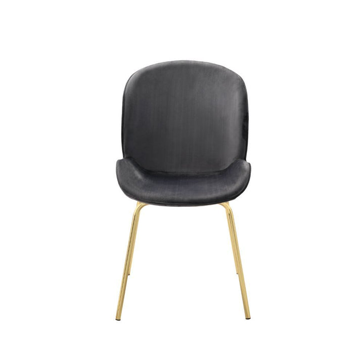Chuchip - Side Chair Set of 2) - Gray Velvet & Gold