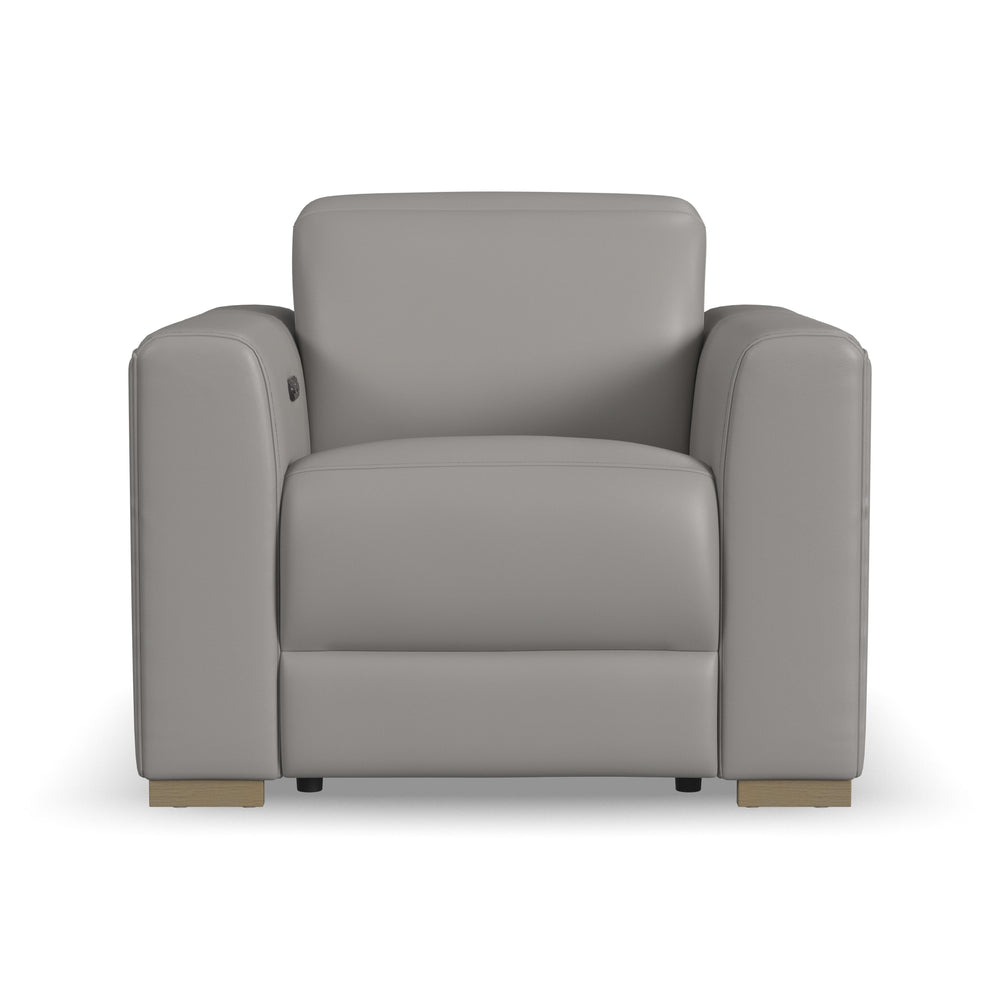 Aurora Leather Power Recliner with Power Headrest in Ash