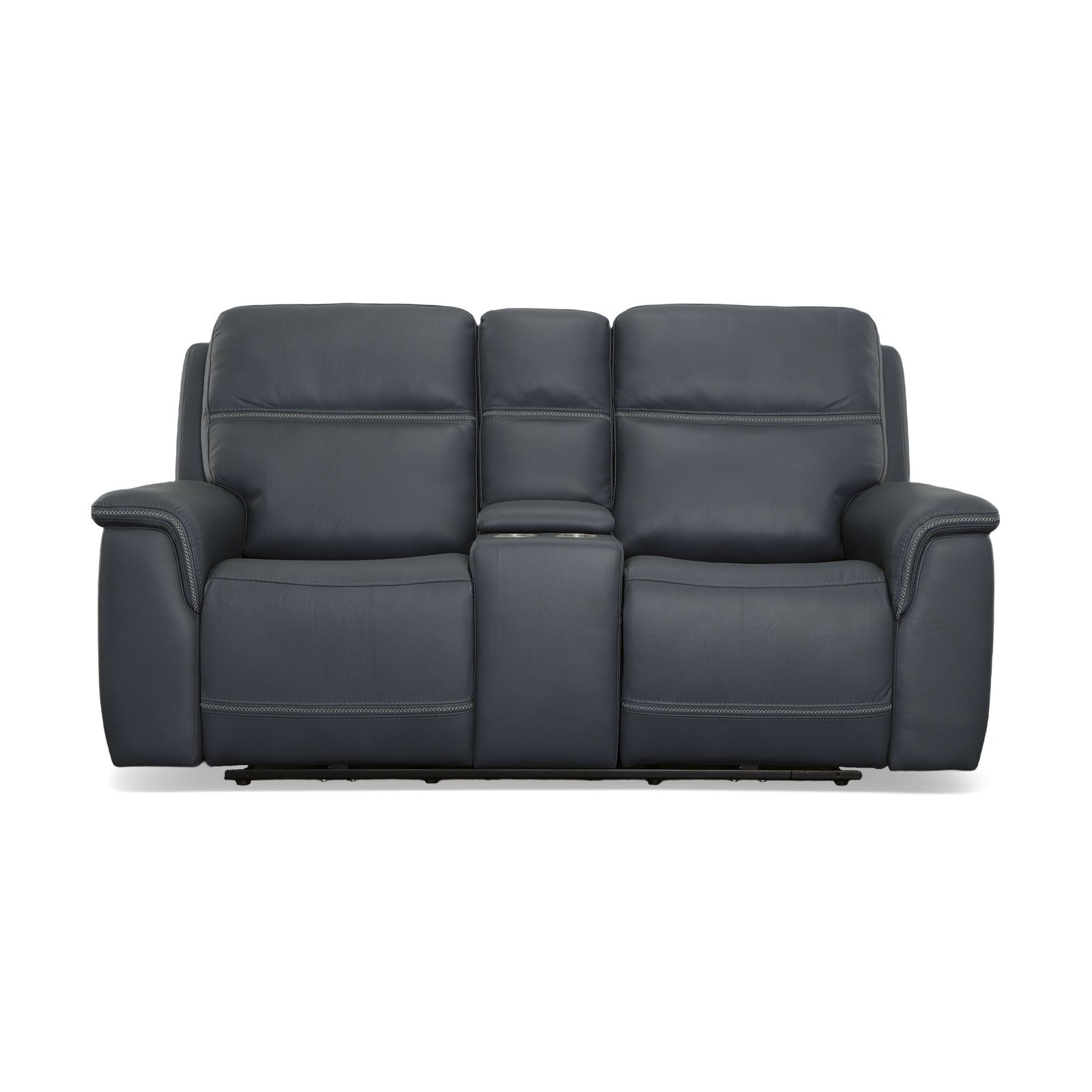 Sawyer Leather Pwr Recl Loveseat w/ Console, Pwr Hdrsts, Lumbar in Marine