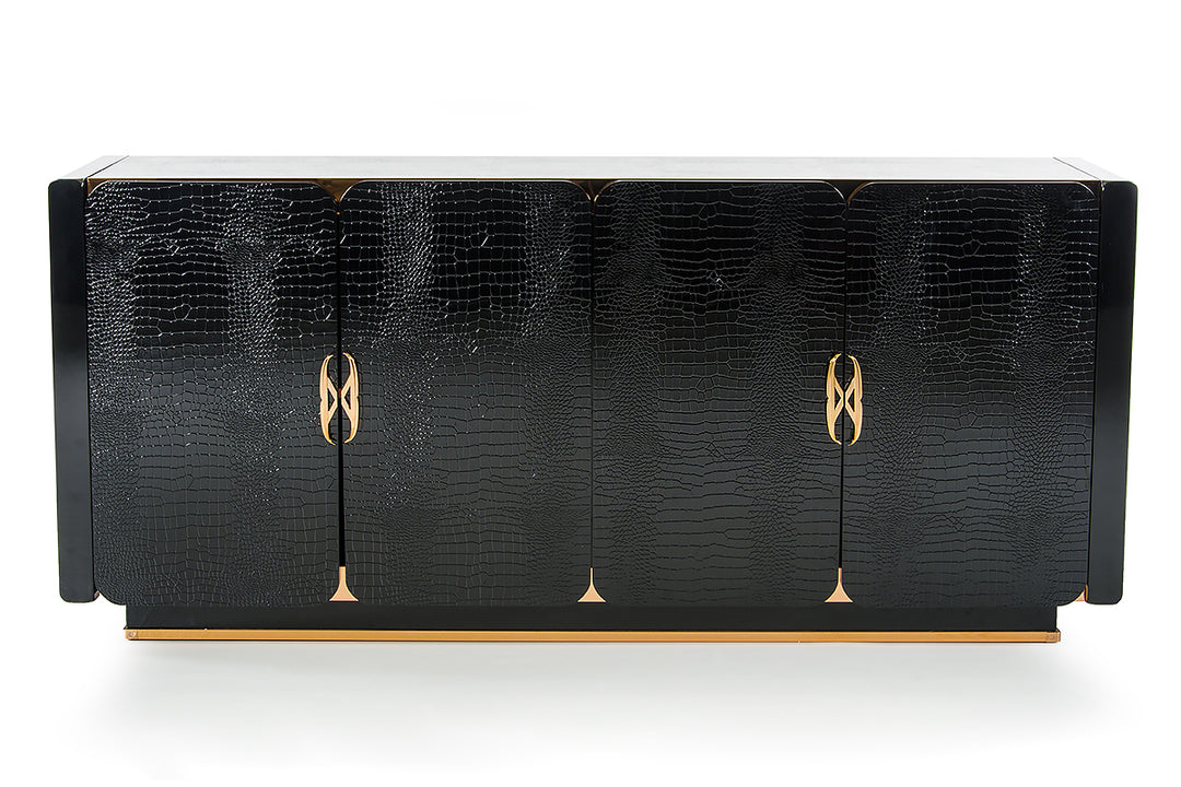 Talin Modern Black Crocodile  and  Rosegold Buffet