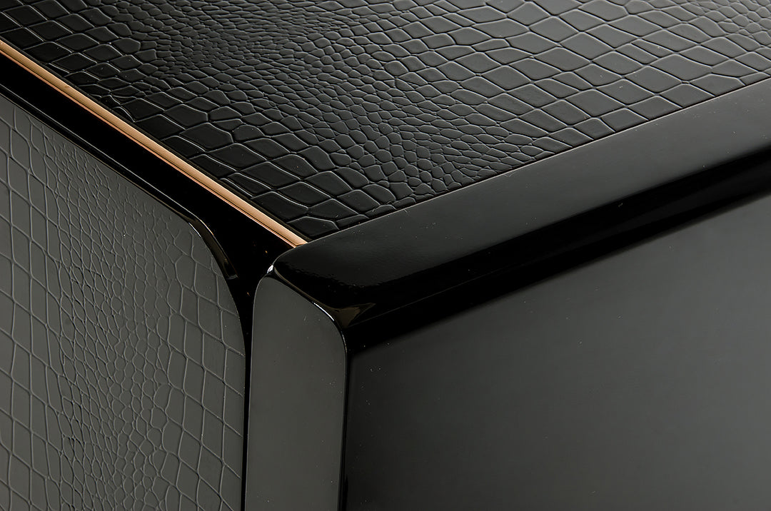 Talin Modern Black Crocodile & Rosegold Buffet