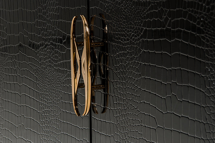 Talin Modern Black Crocodile &amp; Rosegold Buffet