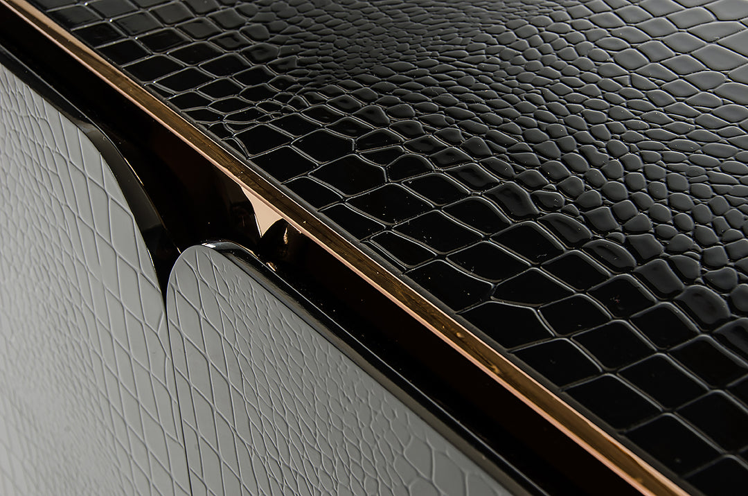 Talin Modern Black Crocodile & Rosegold Buffet
