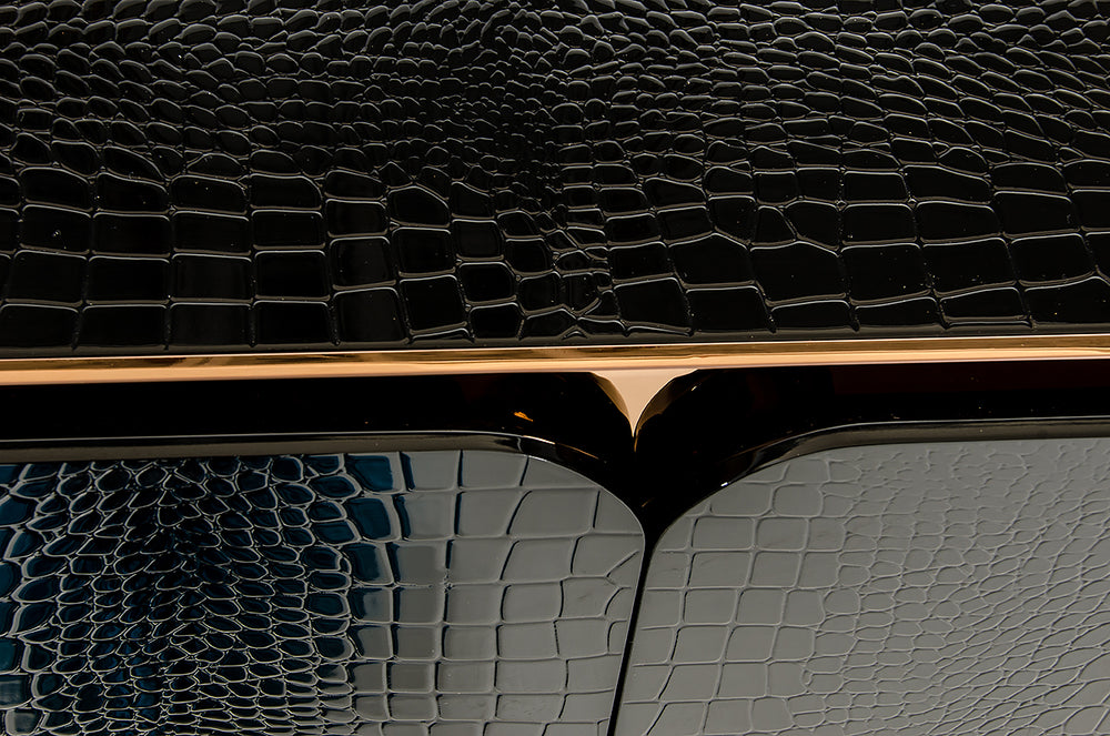 Talin Modern Black Crocodile & Rosegold Buffet - View 8