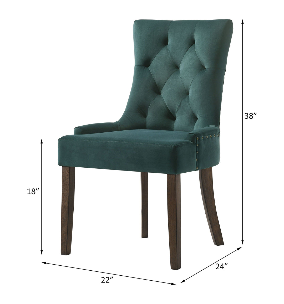 Farren - Side Chair Set of 2) - Green Velvet & Weathered Oak