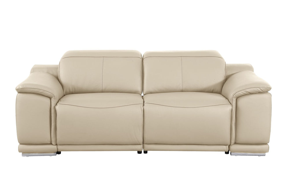 DivanItalia 9762 2-Piece Modular Power Reclining Console with 2 Power Recliners in Top Grain Italian Leather - Beige