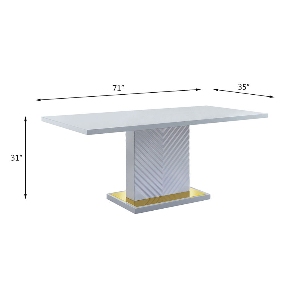 Gaines - Dining Table With Pedestal Base - Gray High Gloss