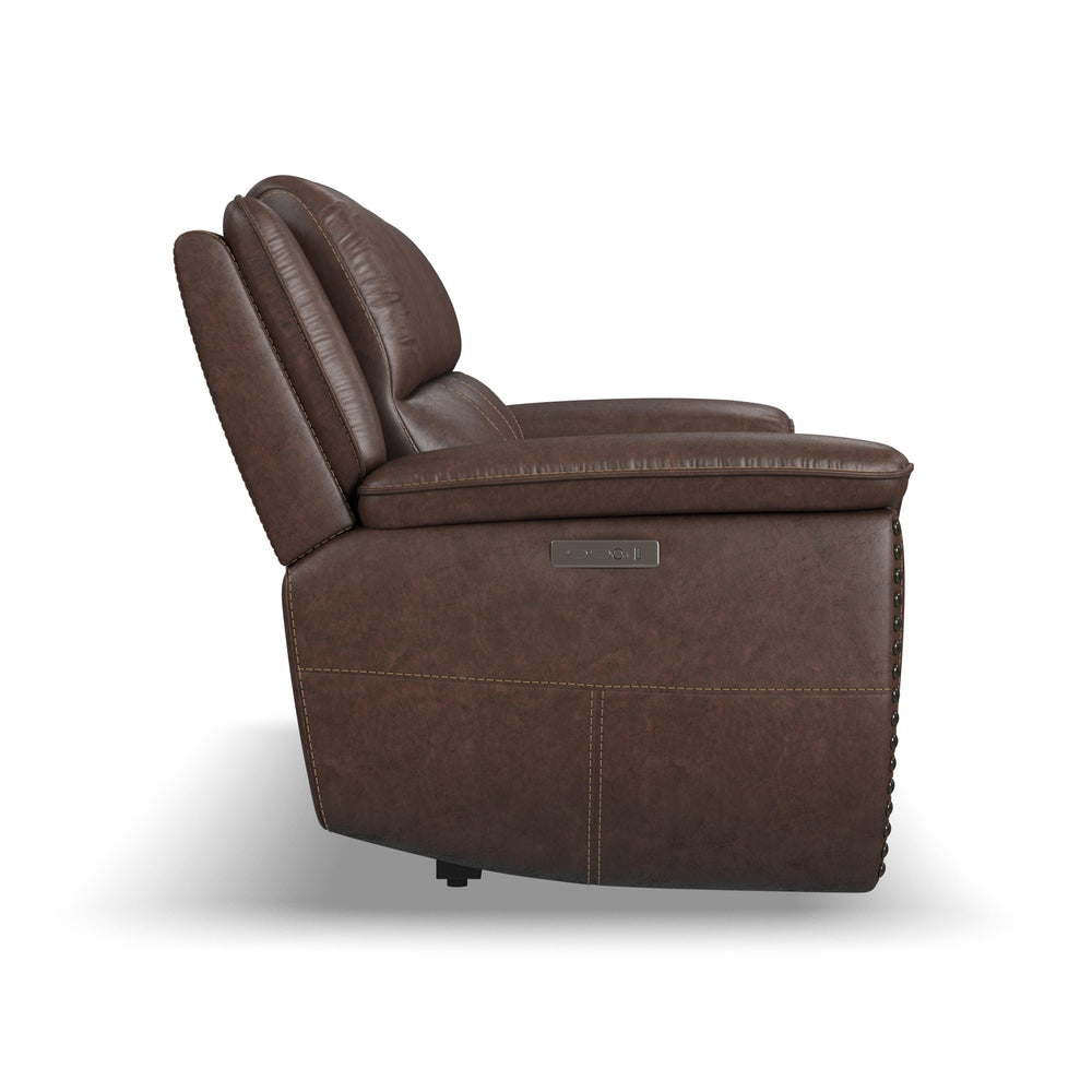 Beau Fabric Power Reclining Sofa with Power Headrests in Sable