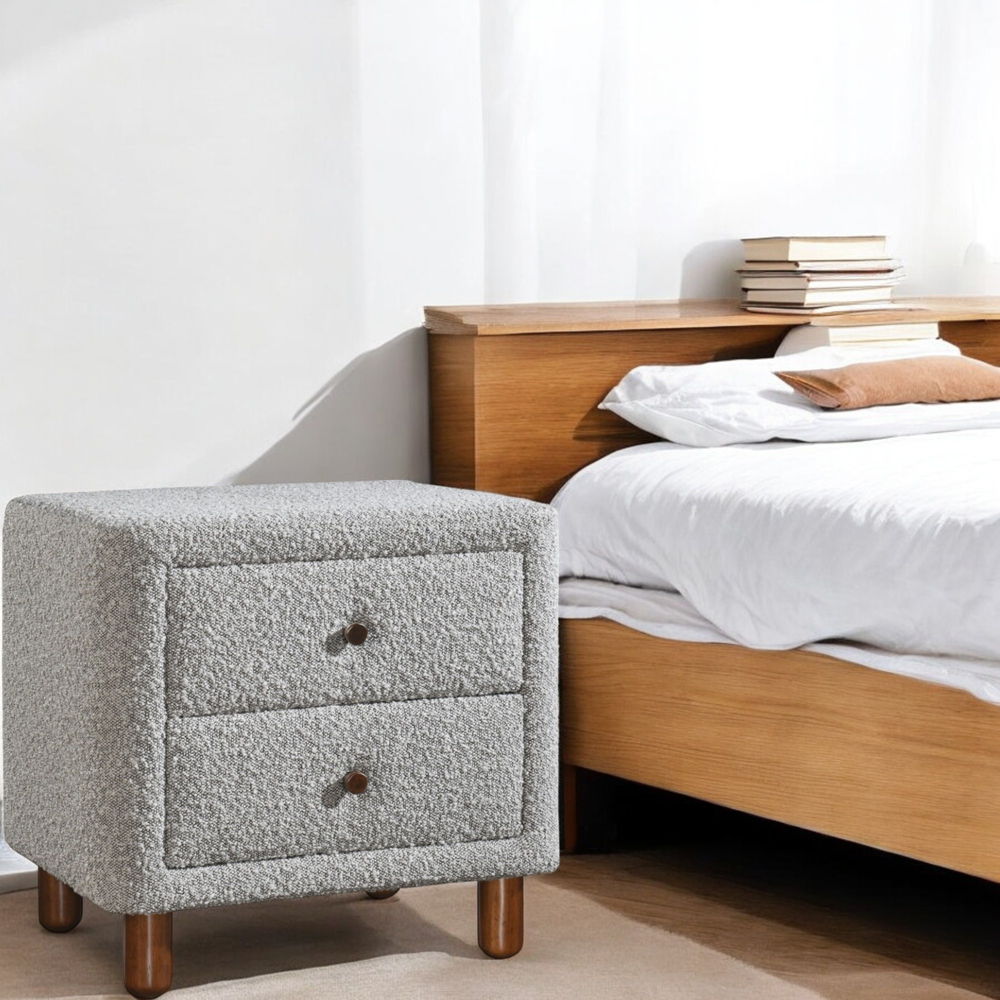 Cleo - Nightstand - Gray Boucle