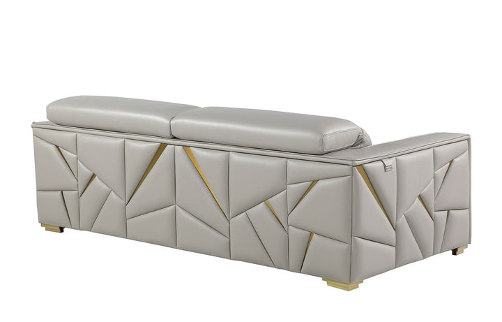 DivanItalia 1120 Sofa with Adjustable Headrest in Top-Grain Italian Leather - Light Gray