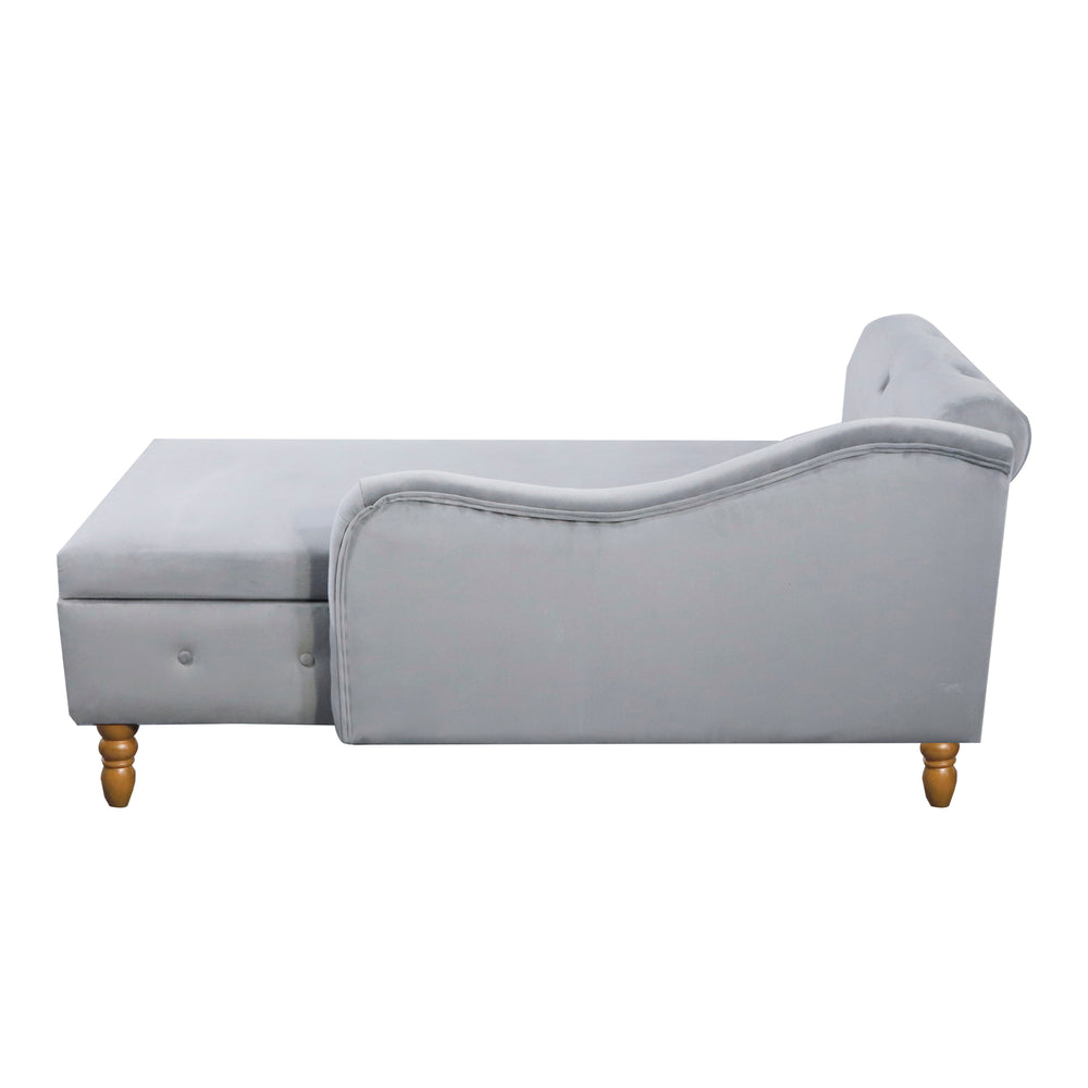 grey-velvet-lounge-chaise-with-storage-pillow-modern-upholstered-rolled-arm