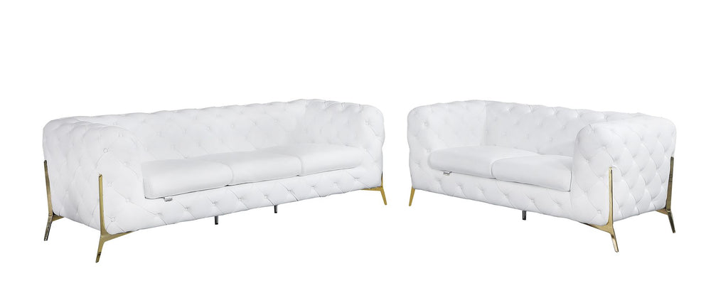 DivanItalia 970 2-Piece Sofa Set in Top-Grain Italian Leather - White