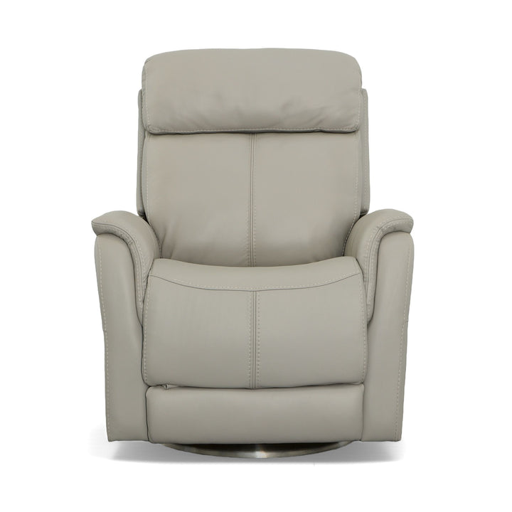 View Leather Power Swivel Recliner with Power Headrest in Dove
