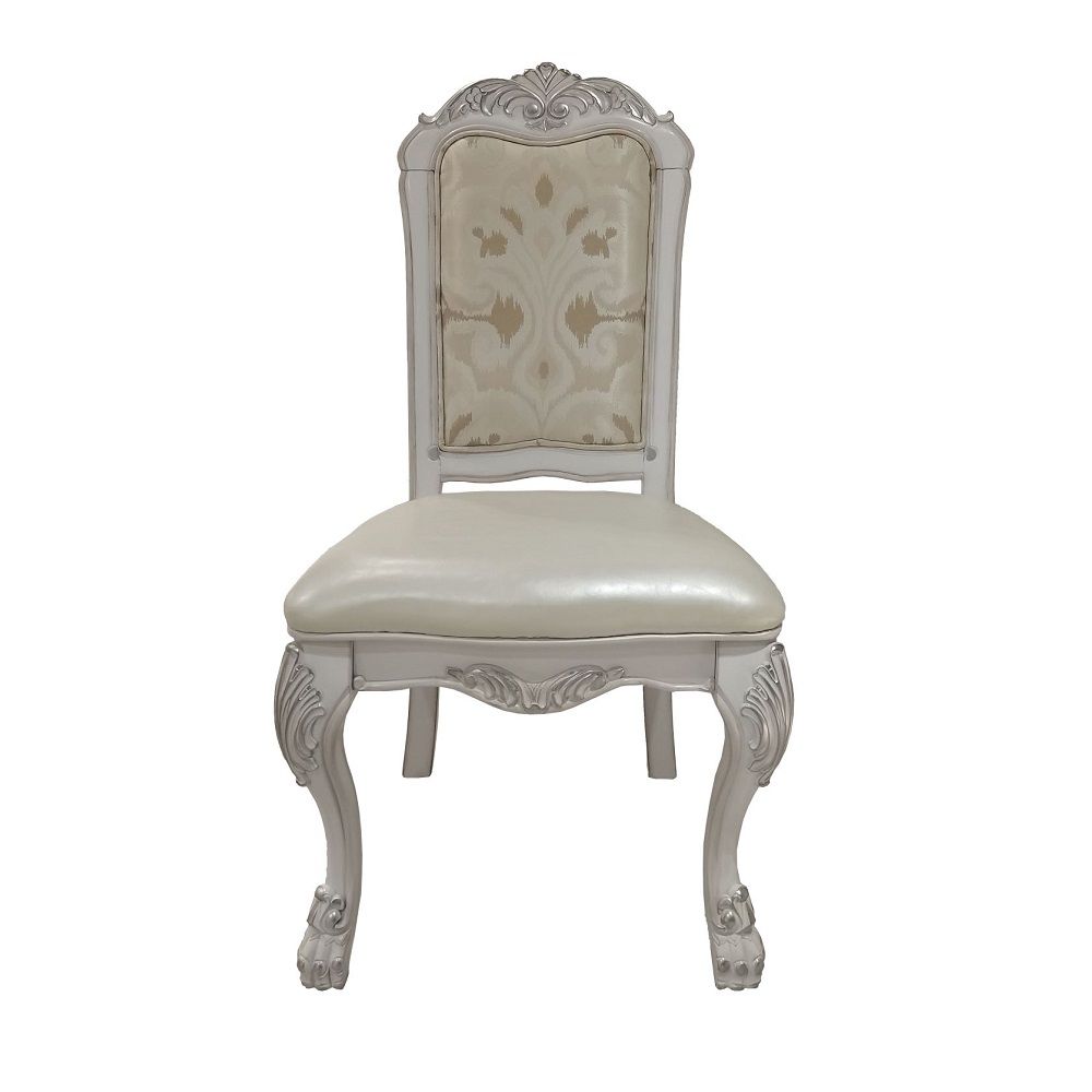 Dresden - Side Chair Set of 2) - Synthetic Leather, Fabric & Bone White