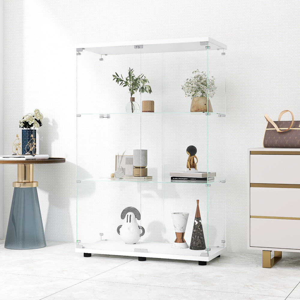 two-door-glass-display-cabinet-3-shelves-with-door-floor-standing-curio-bookshelf-white