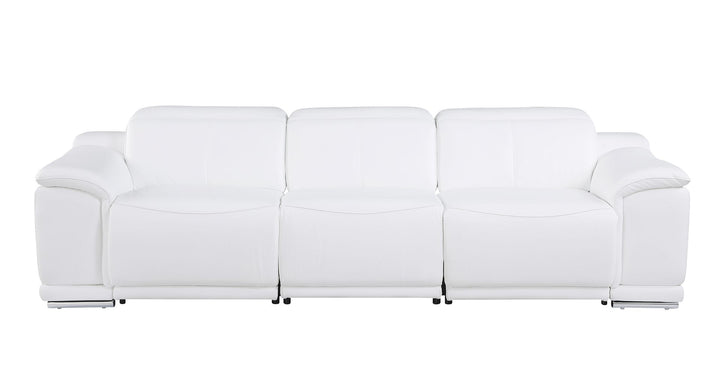 DivanItalia 9762 3-Piece Modular Power Reclining Sofa with 3 Power Recliners in Top Grain Italian Leather - White