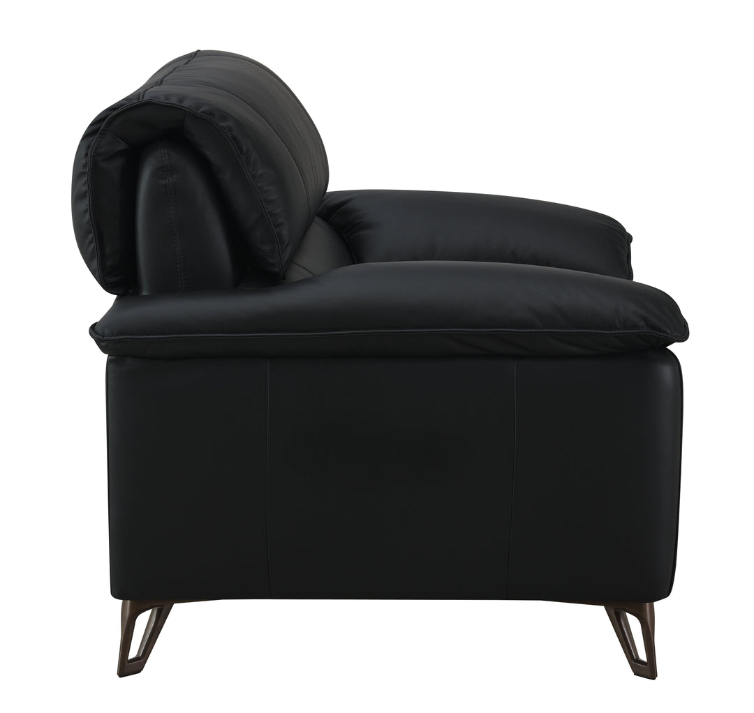 Eilene - Top Grain Leather Loveseat - Black