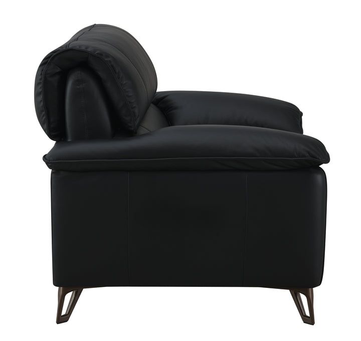 Eilene - Top Grain Leather Loveseat - Black