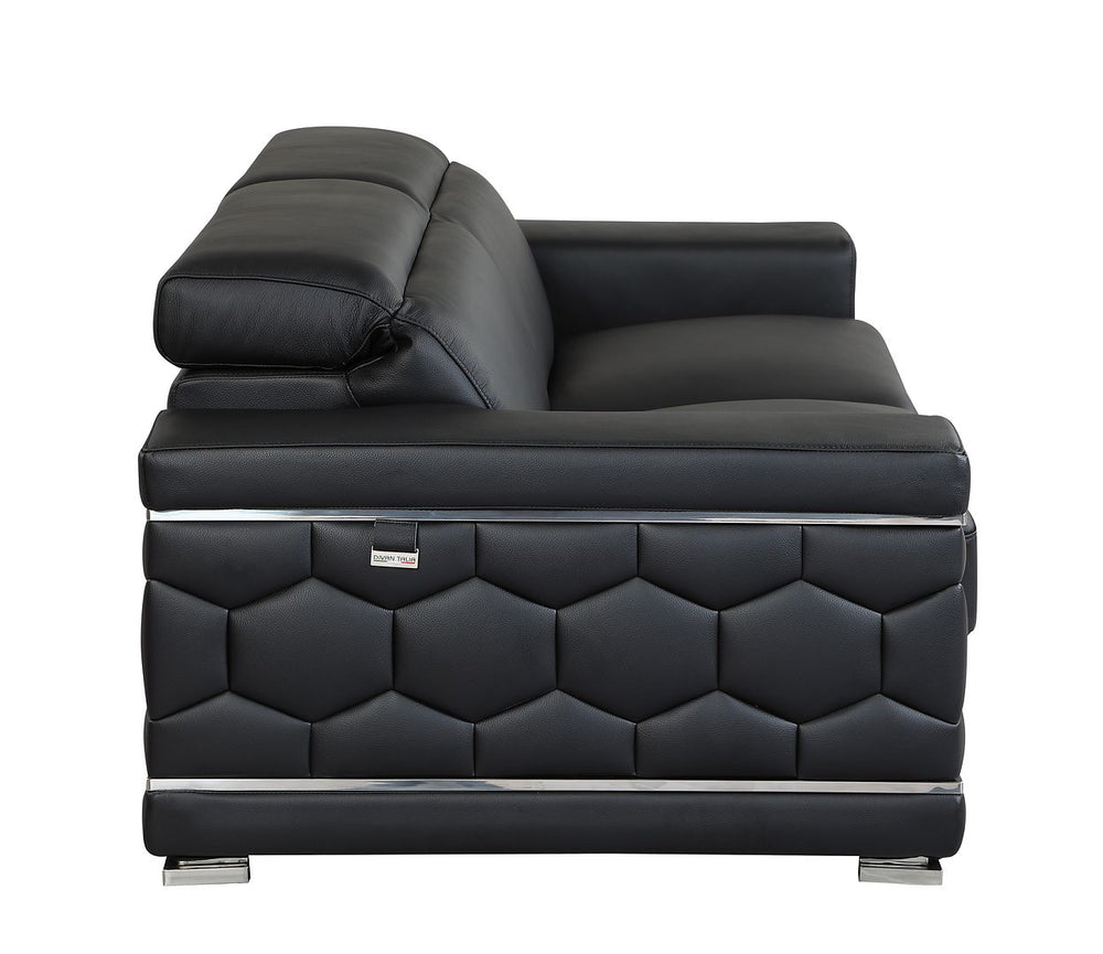 DivanItalia 692 Sofa with Adjustable Headrest in Top-Grain Italian Leather - Black