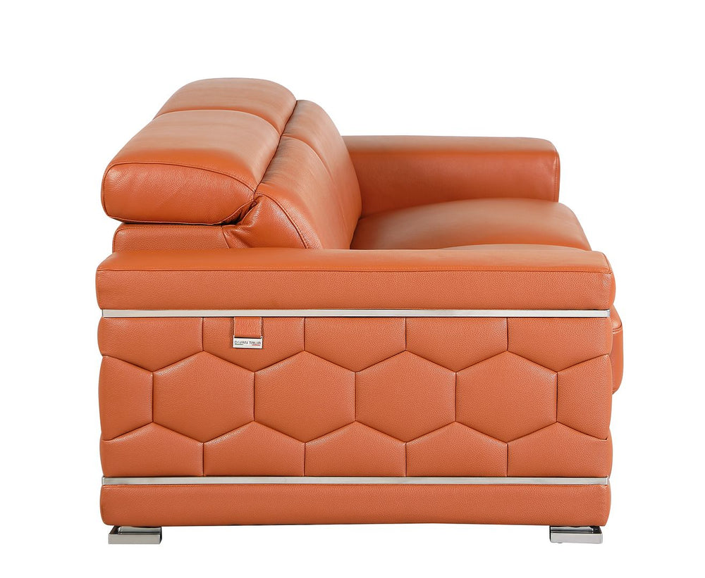 DivanItalia 692 Sofa with Adjustable Headrest in Top-Grain Italian Leather - Camel