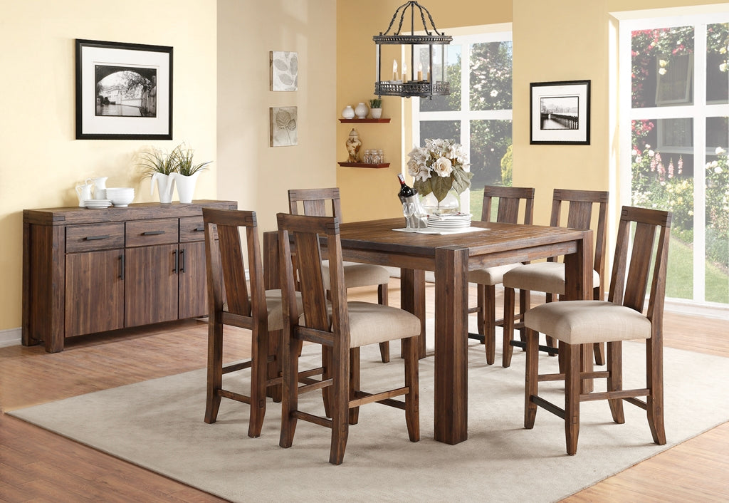 Modus Furniture 3F4162 Meadow Solid Wood Square Counter Table In Brick Brown