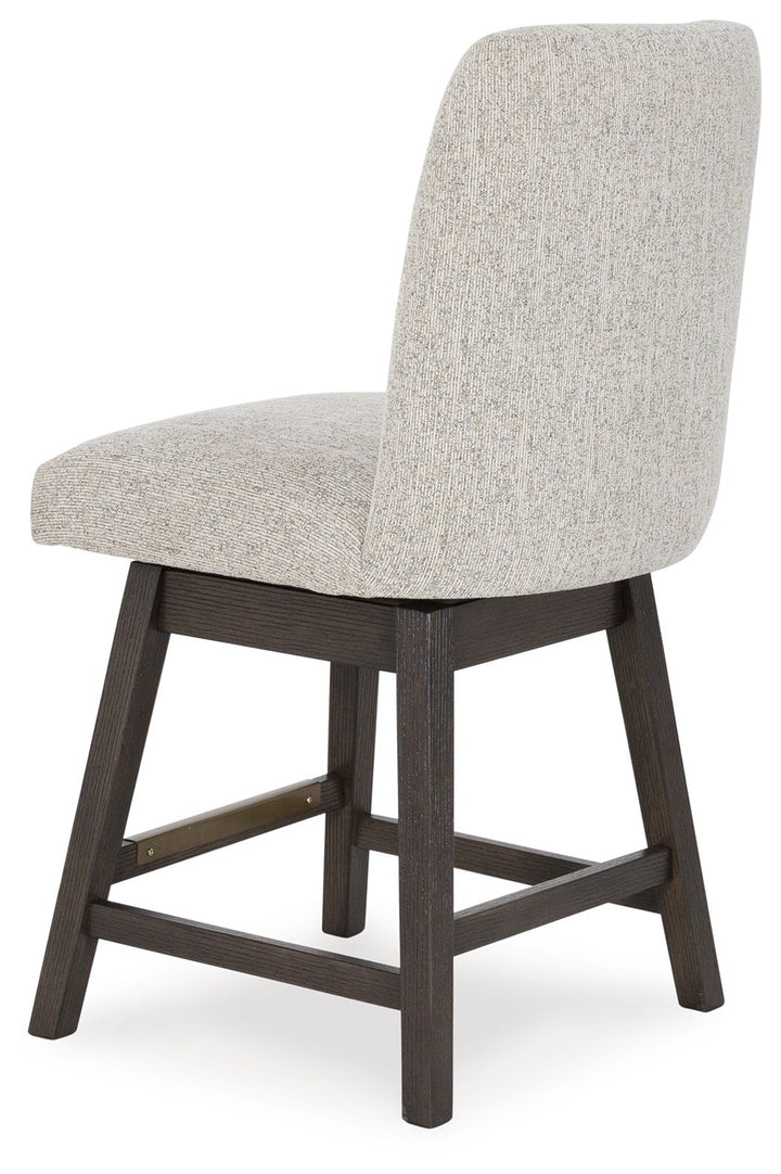 Burkhaus - Upholstered Swivel Barstool (Set of 2) - Beige / Dark Brown