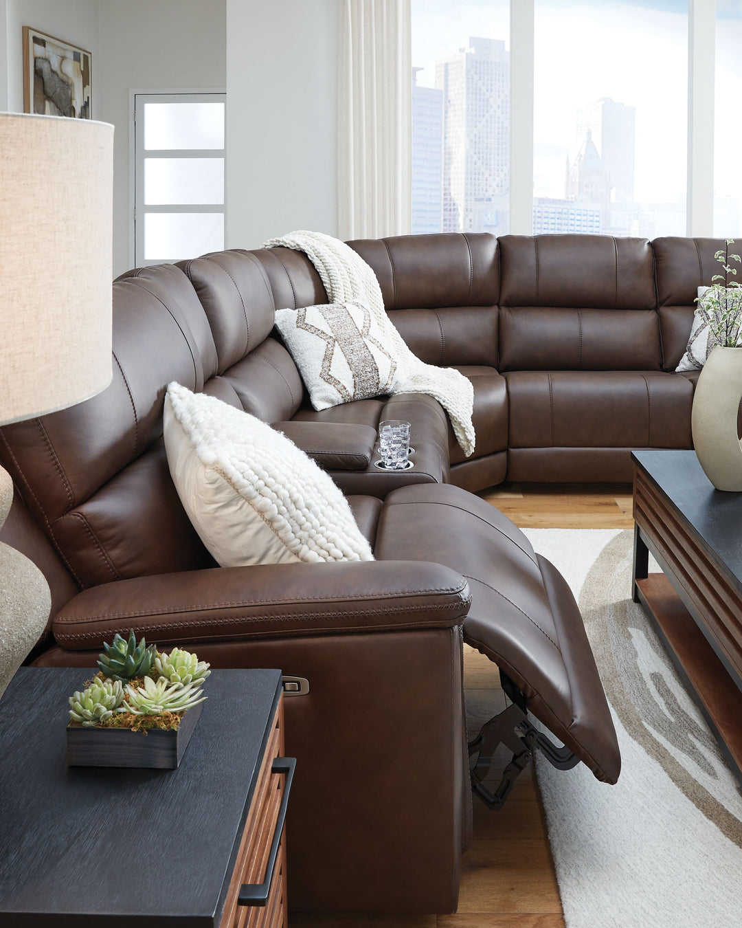 Bleckley - 6-Piece Power Reclining Sectional With LAF And RAF Recliners - Espresso by Ashley Furniture product image