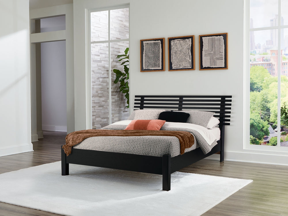 Danziar - Queen Slat Panel Bed With Low Footboard - Black by Ashley Furniture product image