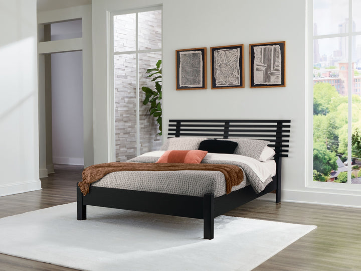 Danziar - Queen Slat Panel Bed With Low Footboard - Black by Ashley Furniture product image