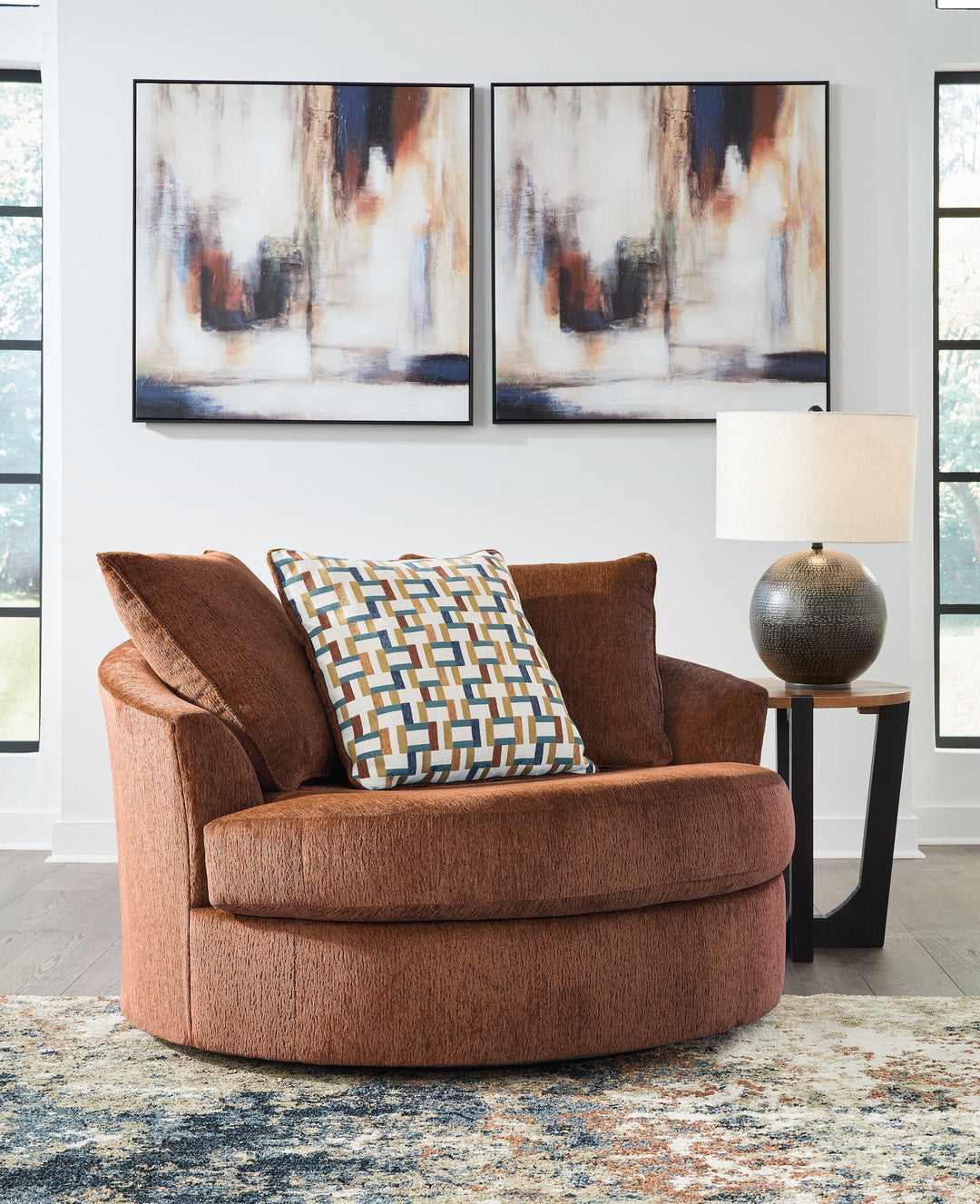 Laylabrook - Oversized Swivel Accent Chair - Spice