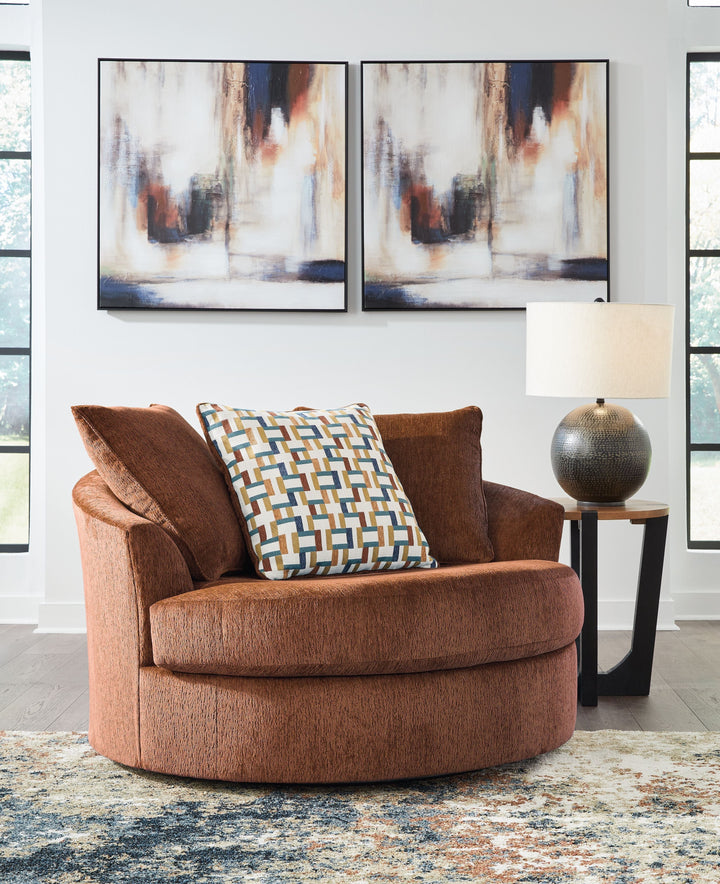 Laylabrook - Oversized Swivel Accent Chair - Spice