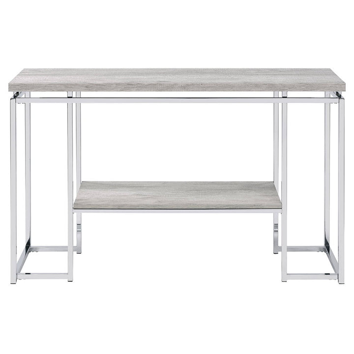 Chafik - Sofa Table - Natural Oak & Chrome