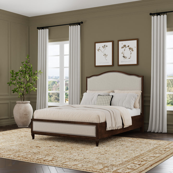 Bellevue  Queen Bed  Pearl Silver / Dark Brown