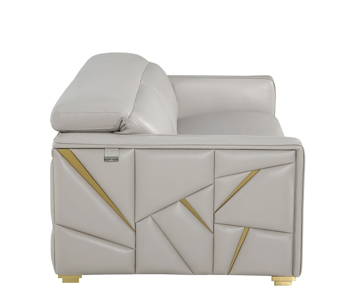 DivanItalia 1120 Sofa with Adjustable Headrest in Top-Grain Italian Leather - Light Gray