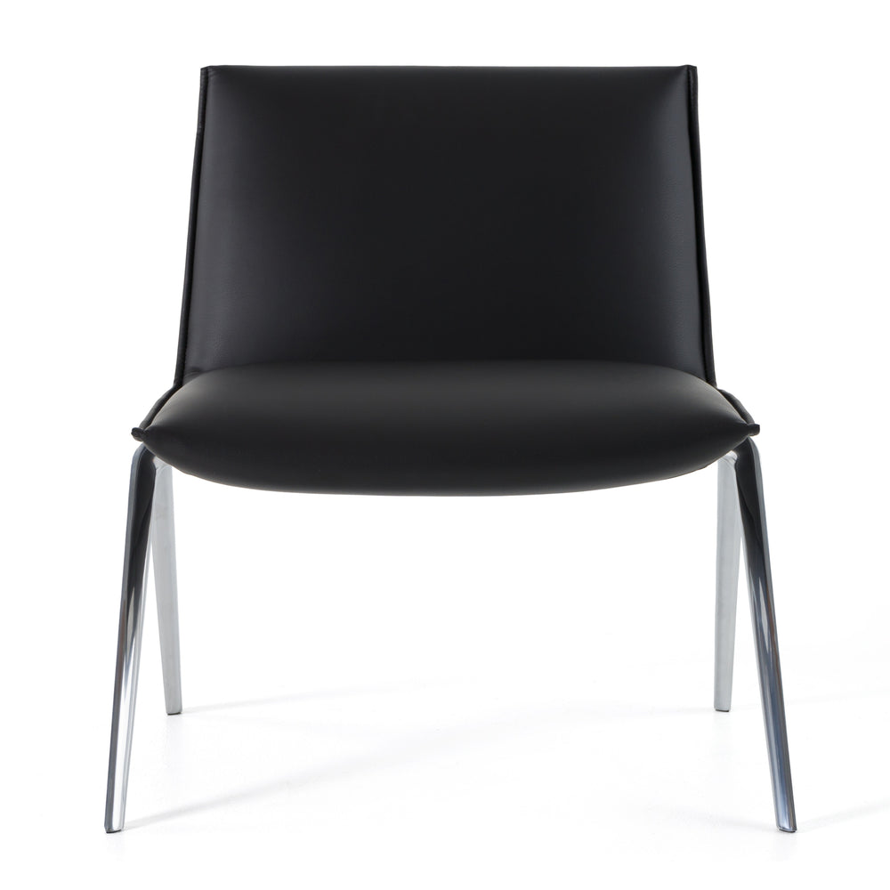 Cedric - Modern Black Vegan Leather Accent Chair - View 2