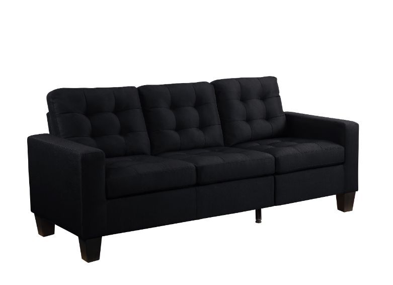Earsom - Reversible Sofa & Ottoman - Black Linen