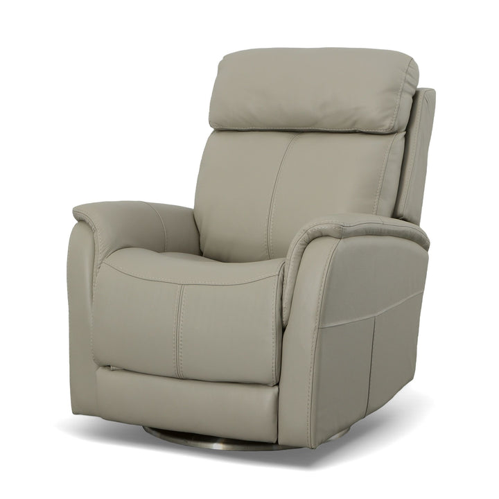 View Leather Power Swivel Recliner with Power Headrest in Dove