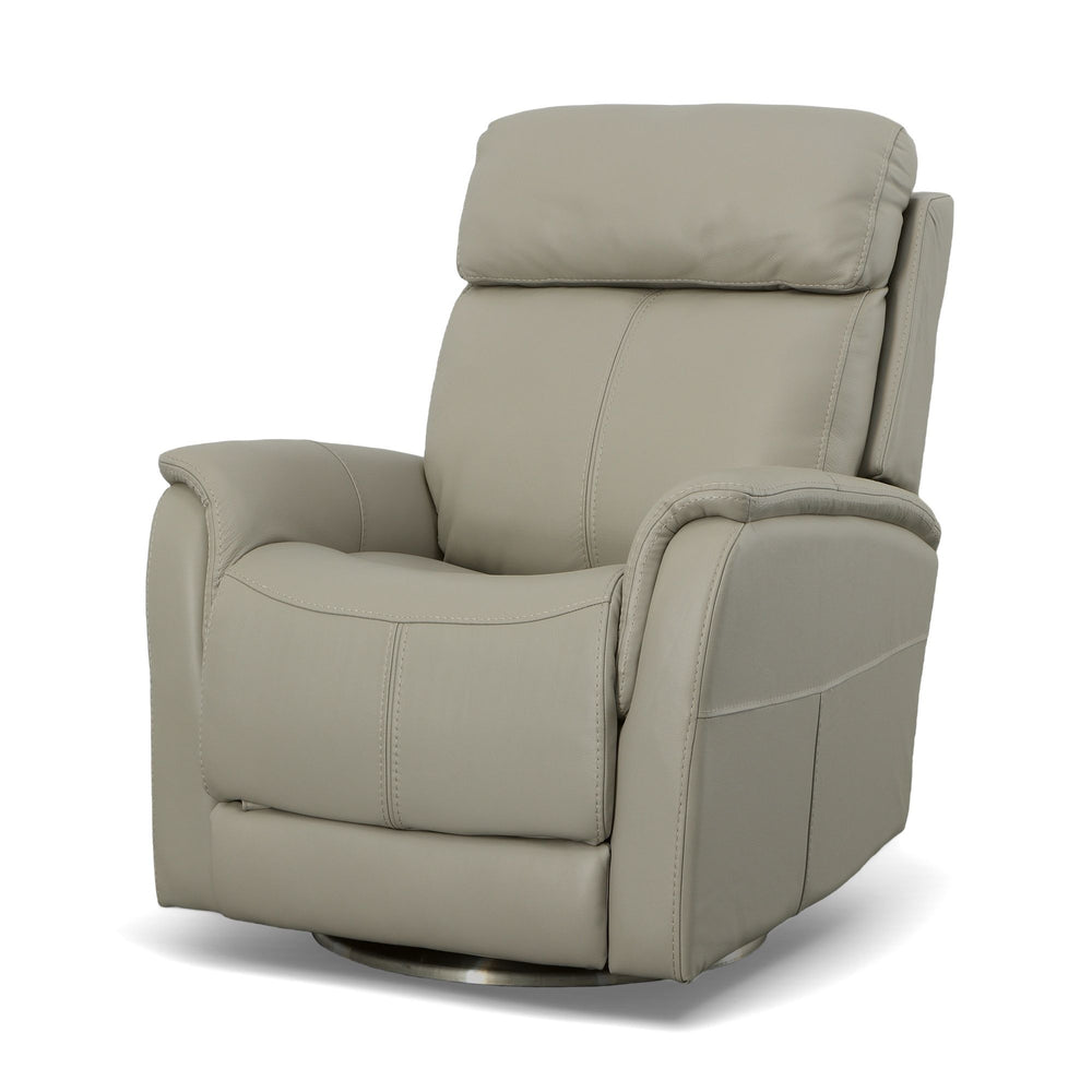 View Leather Power Swivel Recliner with Power Headrest in Dove